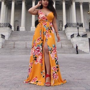 New Orange Floral Maxi Dress